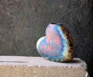 Small Raku Heart Vase